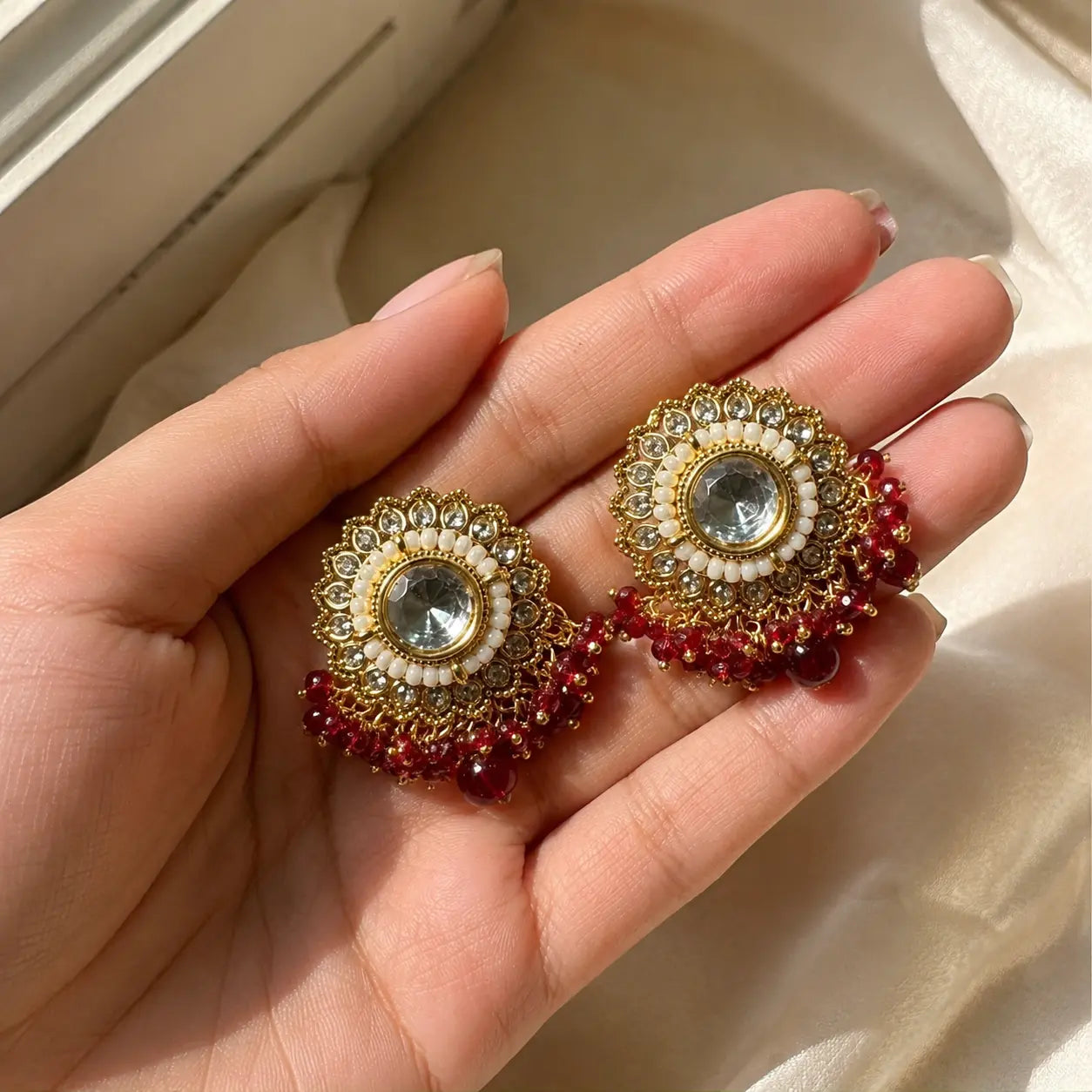 Pearl Kundan Studs