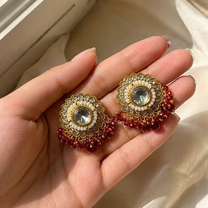Pearl Kundan Studs