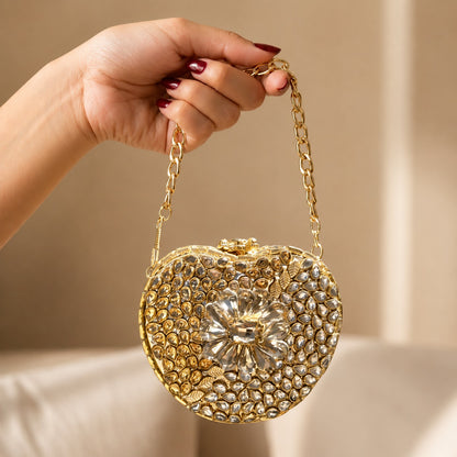 The Moonlit Dew – Bridal Evening Bag with Chain Regular