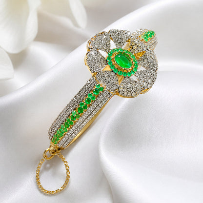 Zircon Floral Bracelet Cuff