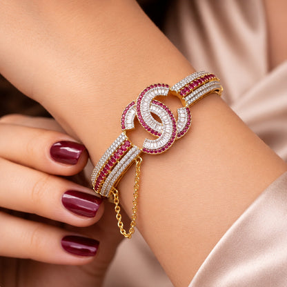 Gold Plated Zircon Bracelet Cuff