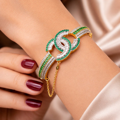 Gold Plated Zircon Bracelet Cuff