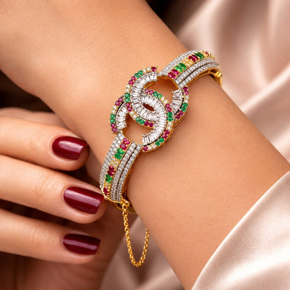 Gold Plated Zircon Bracelet Cuff
