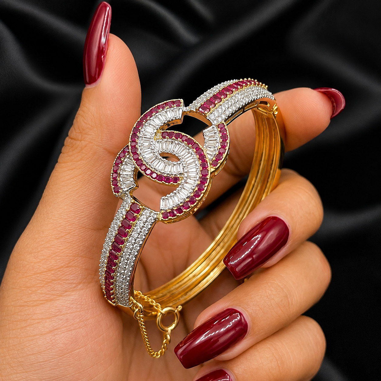 Gold Plated Zircon Bracelet Cuff
