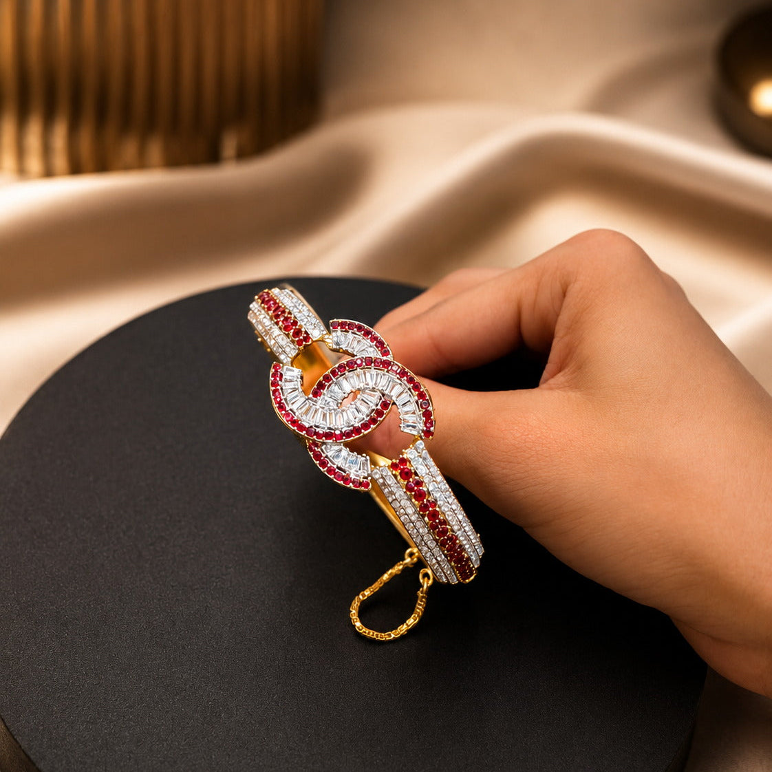 Gold Plated Zircon Bracelet Cuff