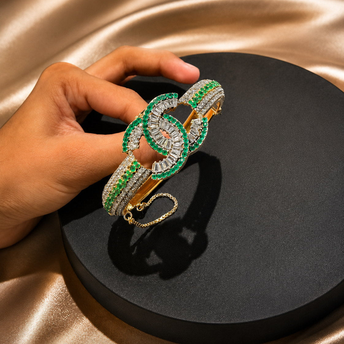 Gold Plated Zircon Bracelet Cuff