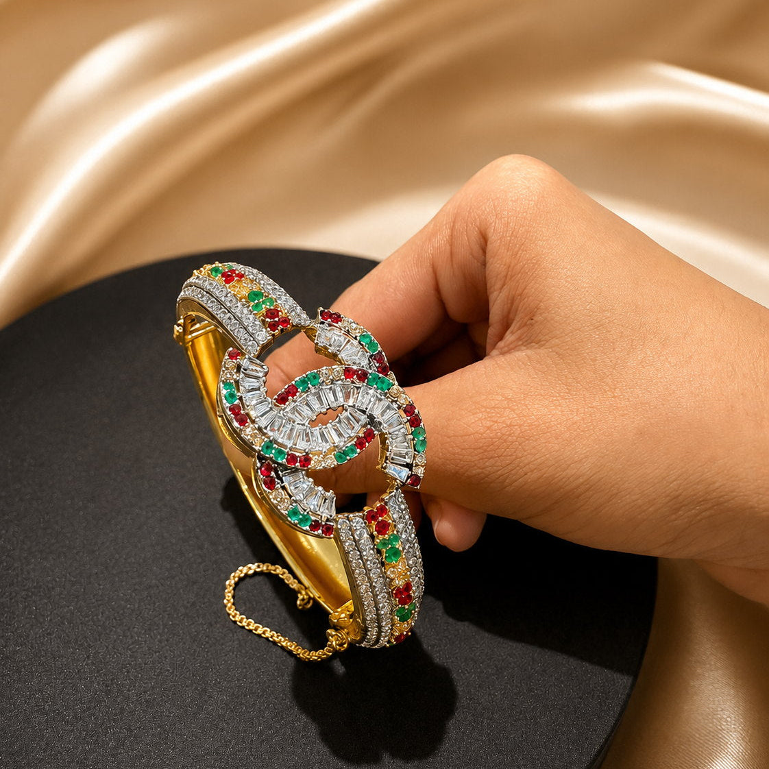 Gold Plated Zircon Bracelet Cuff