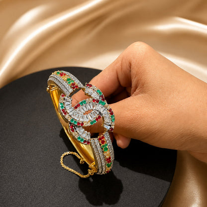 Gold Plated Zircon Bracelet Cuff