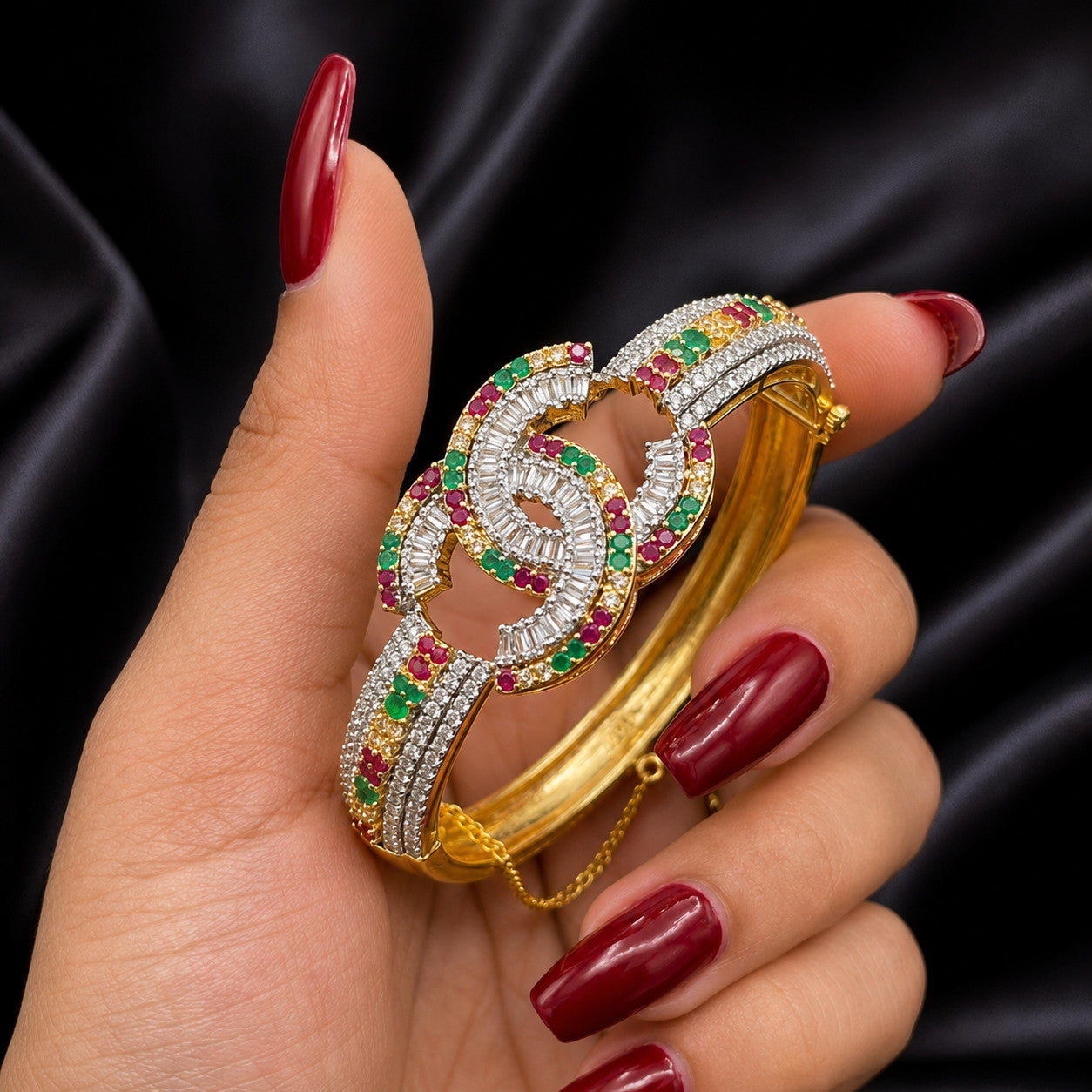 Gold Plated Zircon Bracelet Cuff