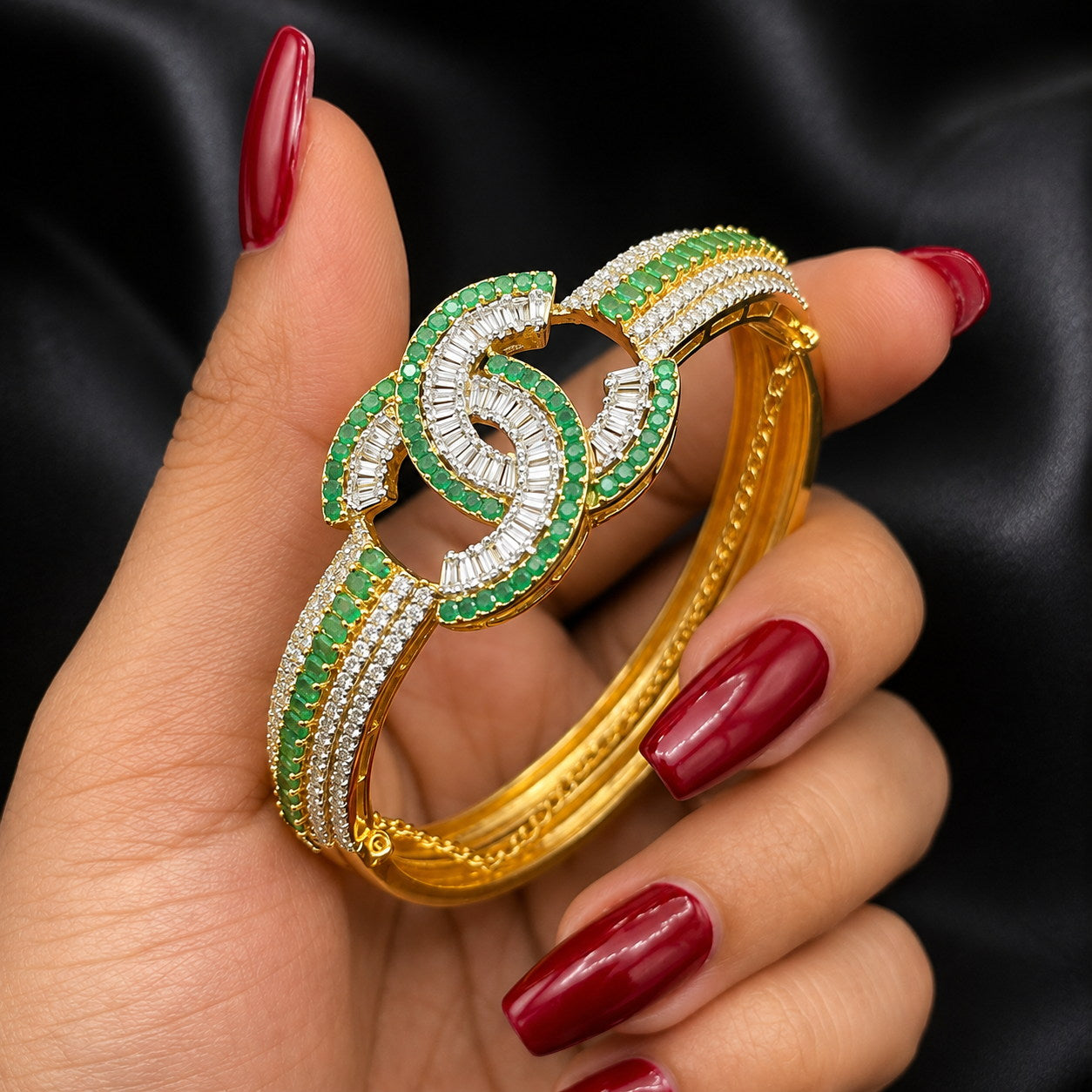 Gold Plated Zircon Bracelet Cuff