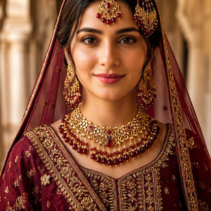 Mehrunisa Ruby Kundan Bridal Jewellery Set