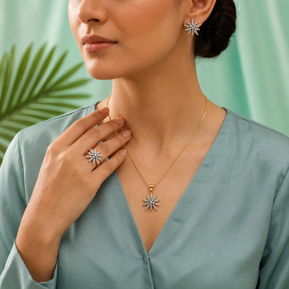 Rhinestone Flower Studs – Studs, Pendant & Ring