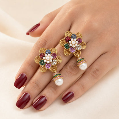 Pearl Petal Mini Jhumkas