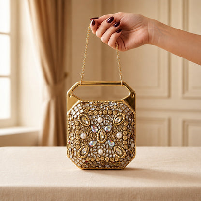 Zarqash Clutch – Bridal Evening Bag with Chain