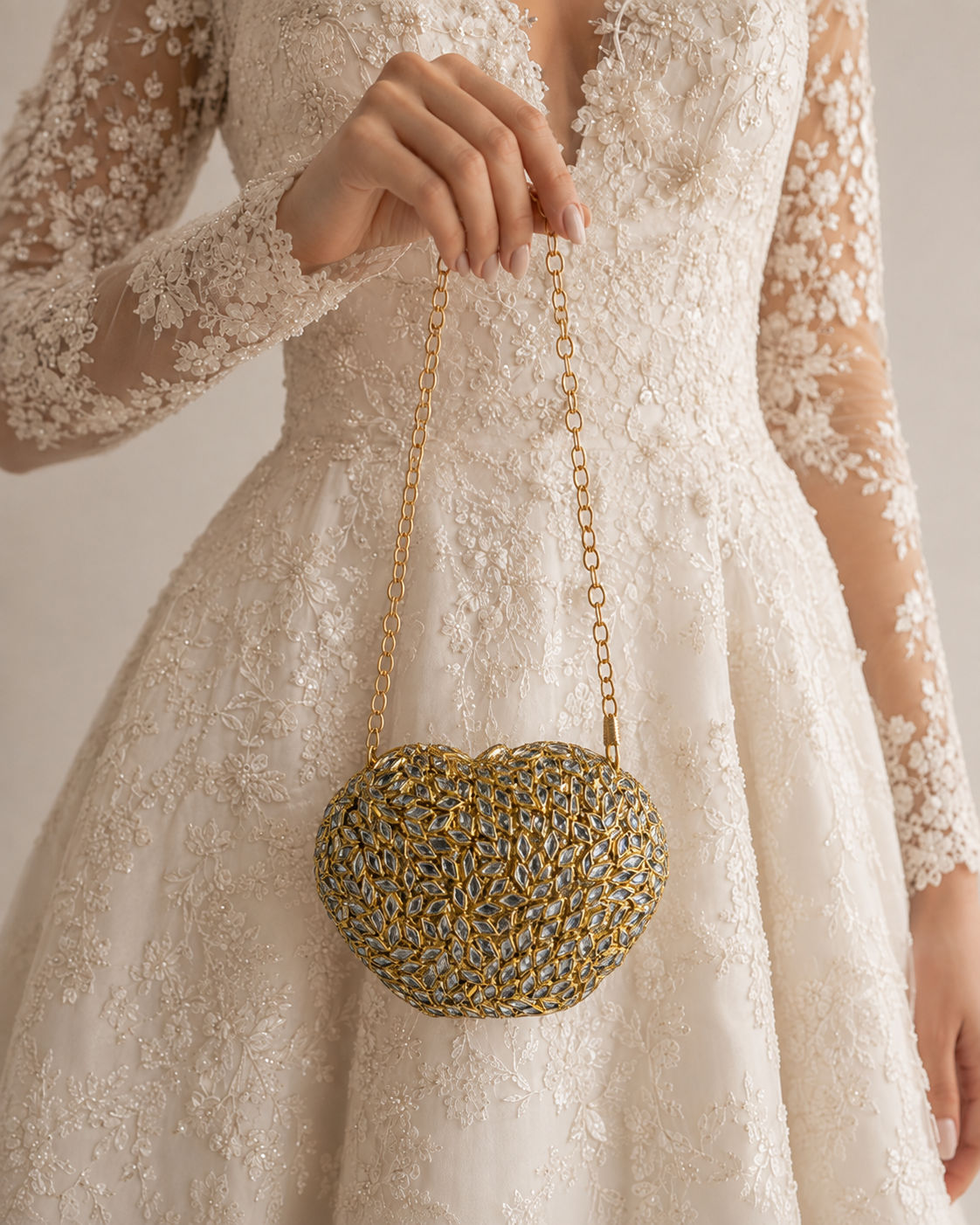 Aurora Clutch – Bridal Evening Bag with Chain