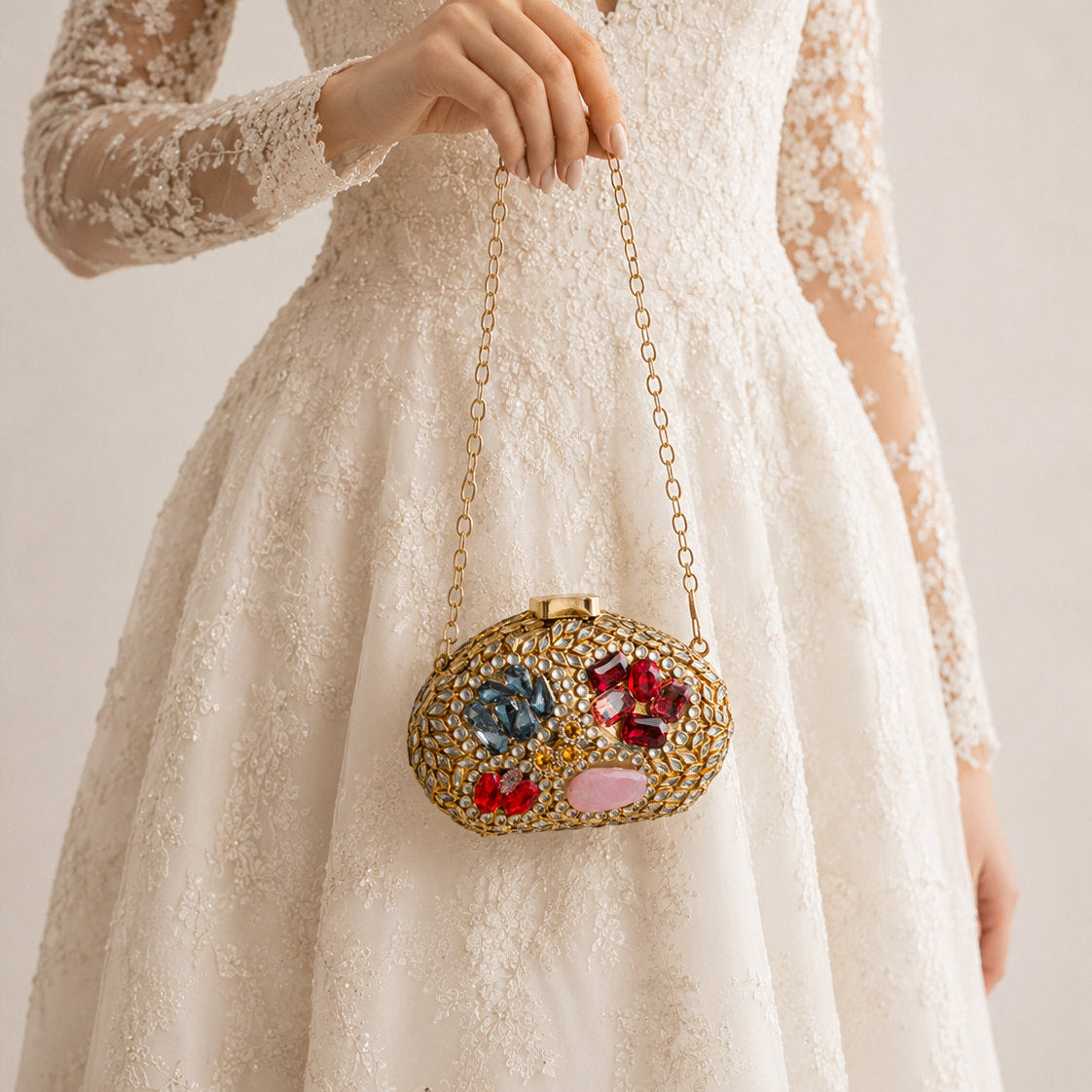 Celeste Clutch – Bridal Evening Bag with Chain