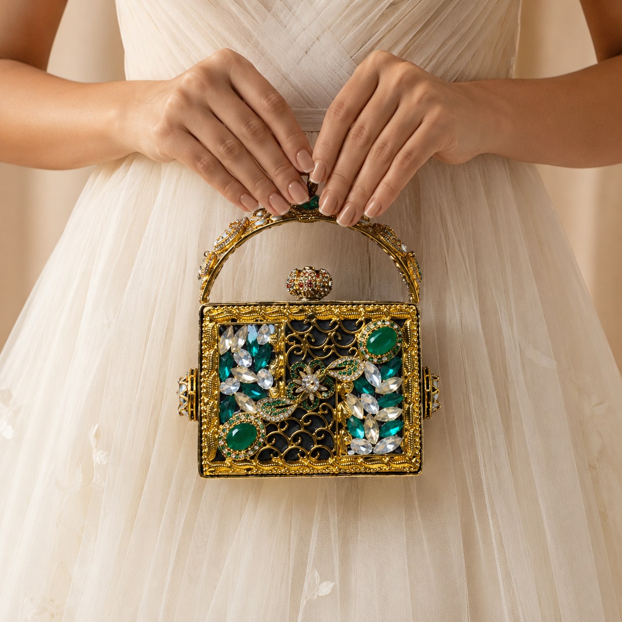 Emerald Royale Jewelled Box Clutch