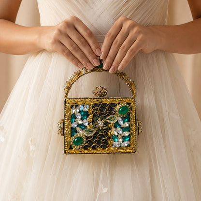 Emerald Royale Jewelled Box Clutch