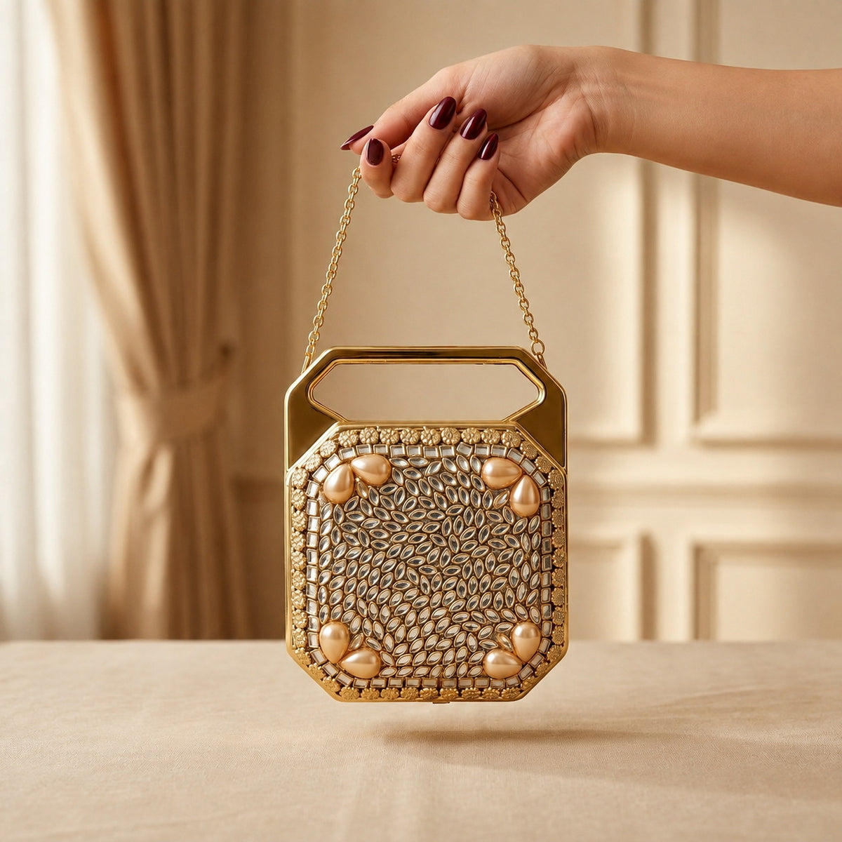 Raniya Clutch – Bridal Evening Bag with Chain