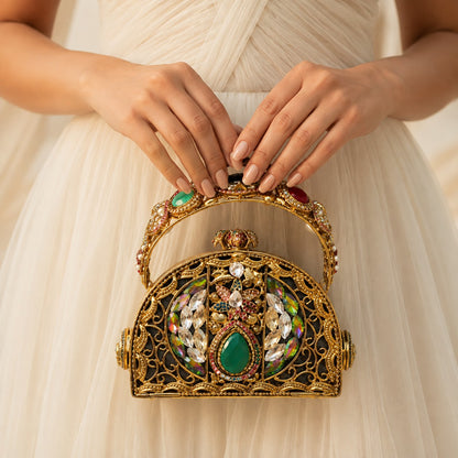 Emerald Dome Jewelled Bridal Clutch