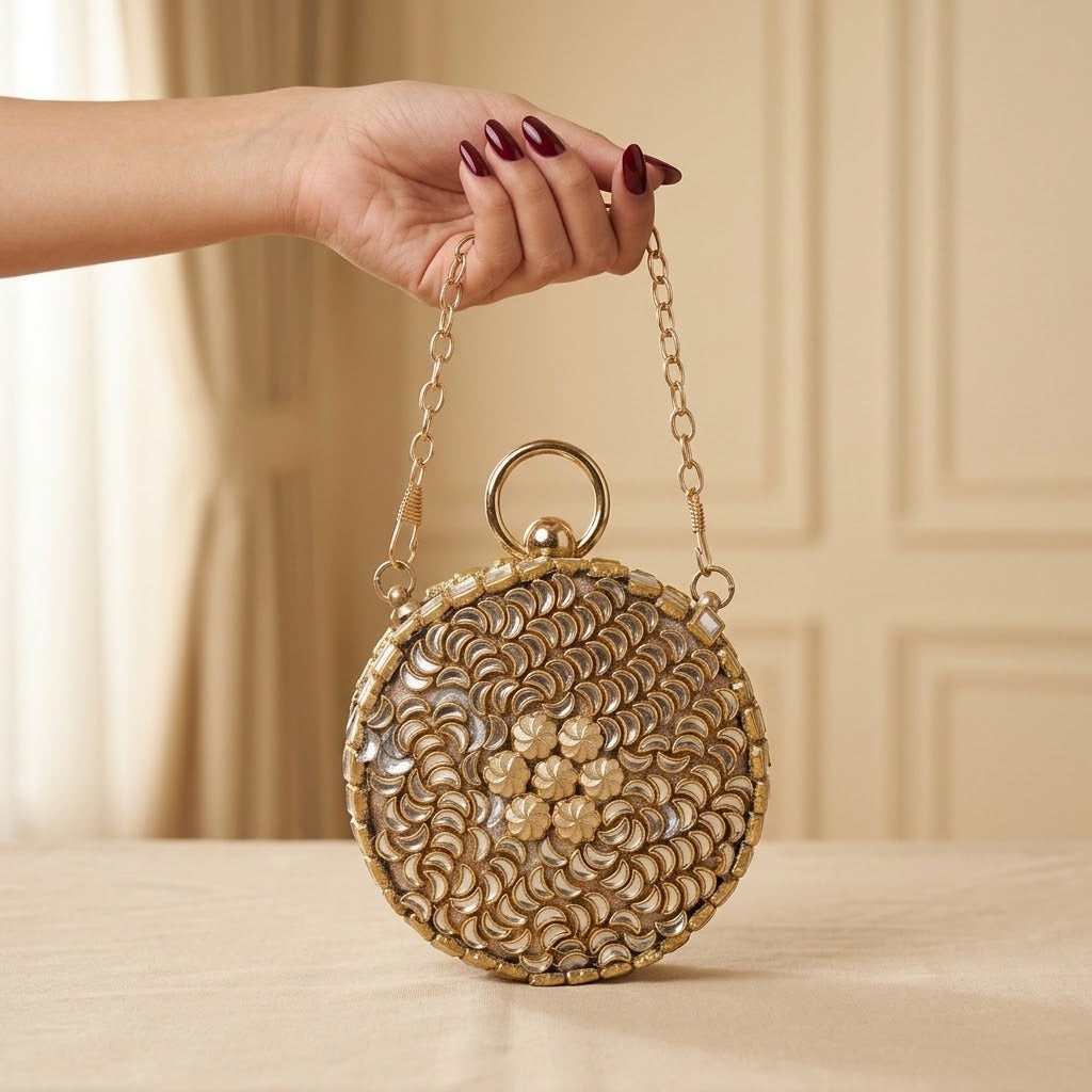 Shehzadi Clutch – Bridal Evening Bag with Chain