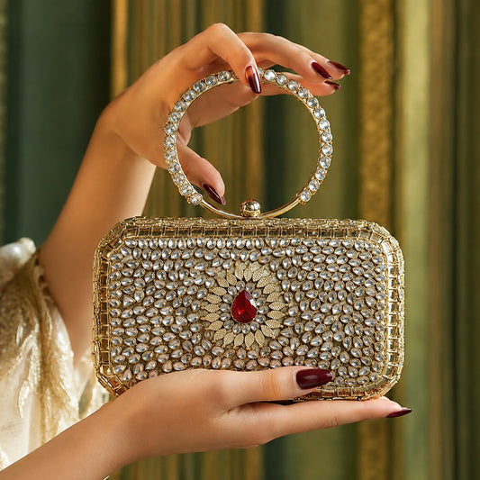 kundan  Baroque Clutch  – Bridal Evening Bag with Handle