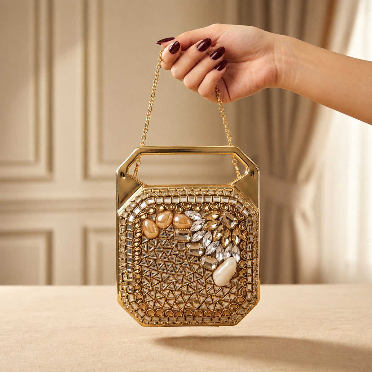 Raniya Clutch – Bridal Evening Bag with Chain