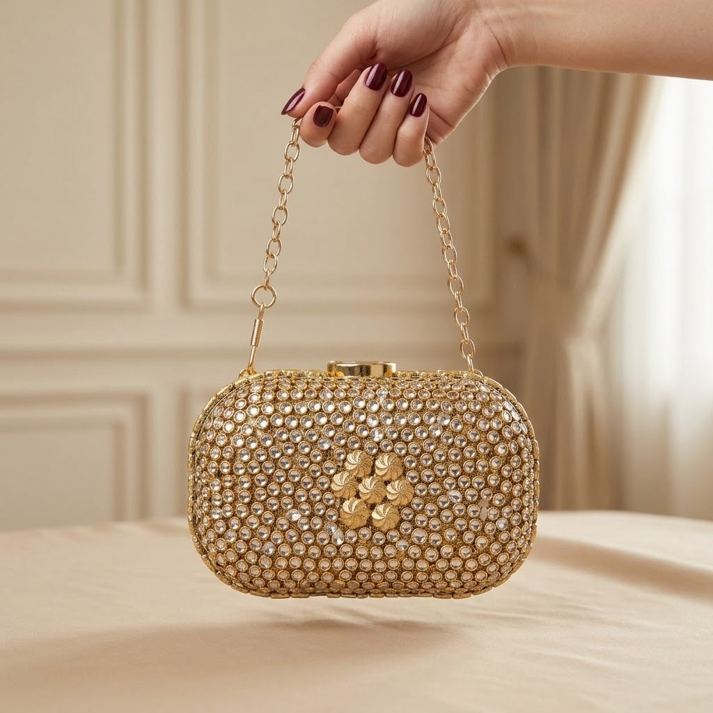 Chandni Clutch – Bridal Evening Bag with Chain