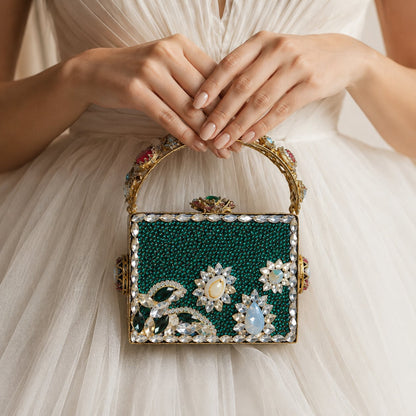 Emerald Royale Jewelled Box Clutch