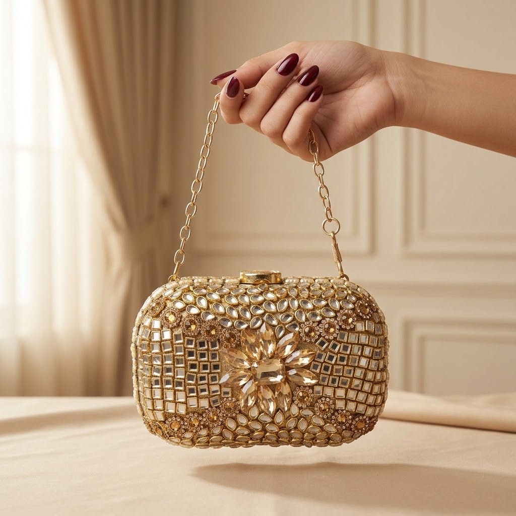 Chandni Clutch – Bridal Evening Bag with Chain