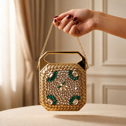 Mehrunisa Clutch – Bridal Evening Bag with Chain