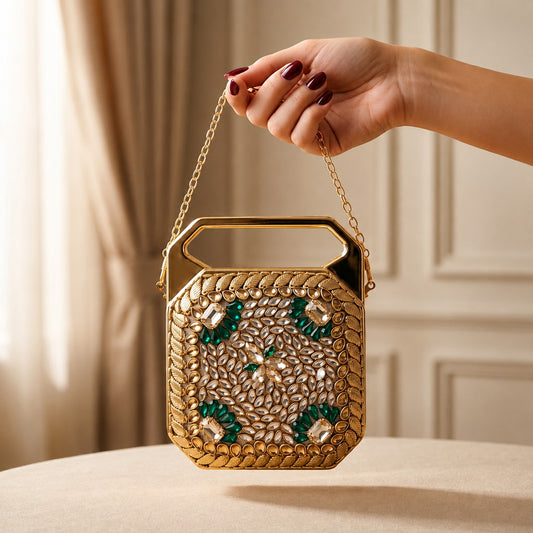 Mehrunisa Clutch – Bridal Evening Bag with Chain
