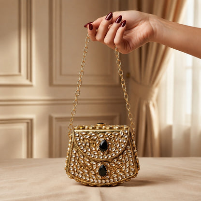 Gulbahar Clutch – Bridal Evening Bag with Chain