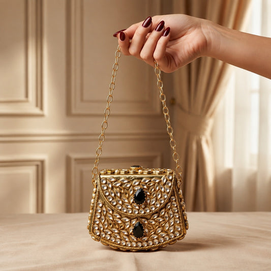 Gulbahar Clutch – Bridal Evening Bag with Chain