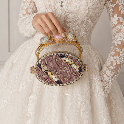 Amethyst Crown Oval Jewelled Bridal Clutch