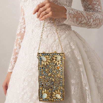 Opal Mosaic Jewelled Chain Clutch