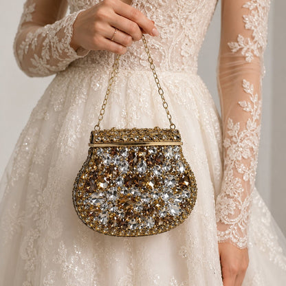 Peacock Eye Crystal Saddle Clutch