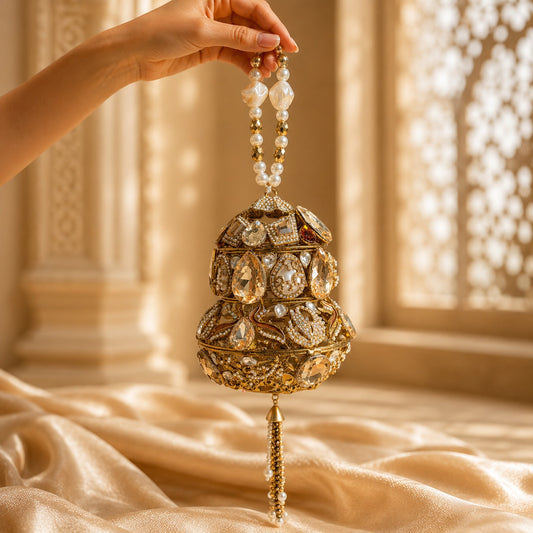 Amber & Smoky Crystal Oval Egg Bridal Bag