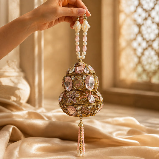 Shahi Noor Kundan Clutch – Bridal Evening Bag with Pearls