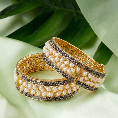 Pearl Marcasite Openable Bangles