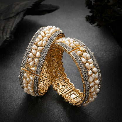 Pearl Marcasite Openable Bangles