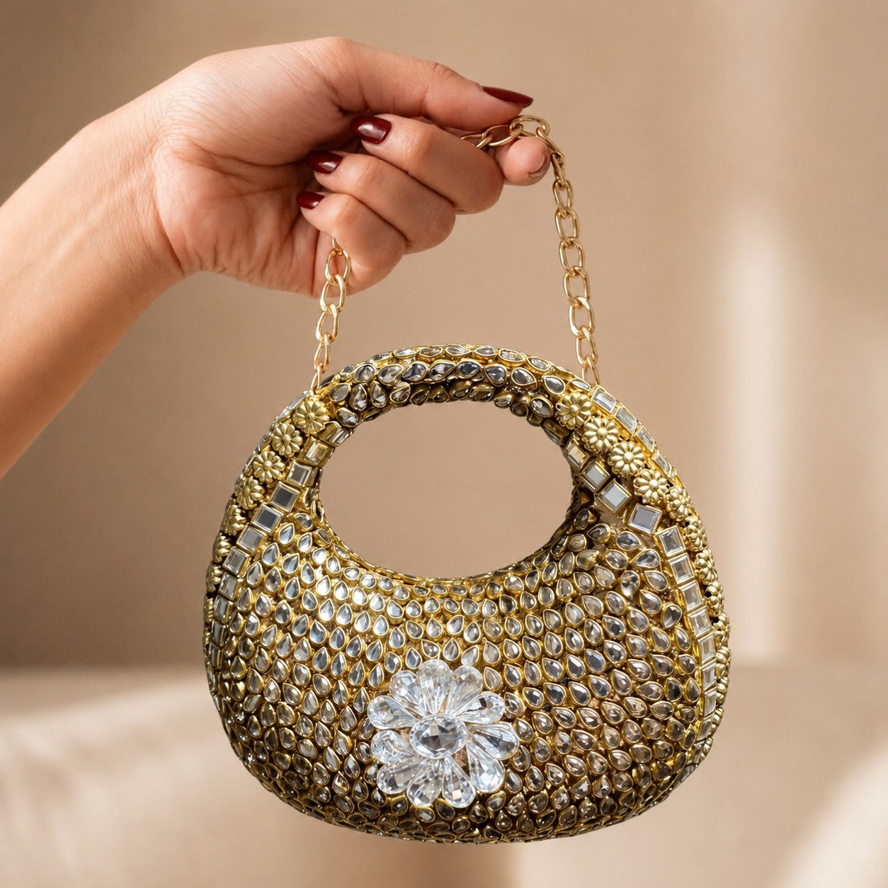 The Prism Minaudière – Bridal Evening Bag with Chain