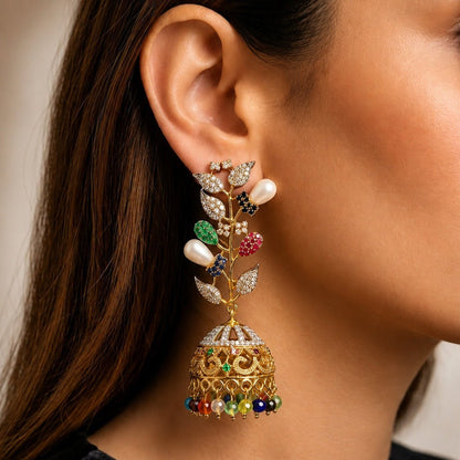 Pearl Bloom Jhumka Earrings
