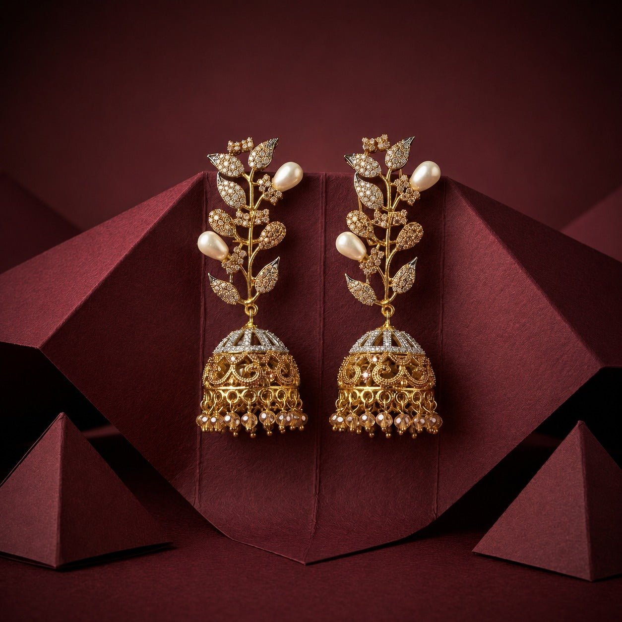 Pearl Bloom Jhumka Earrings