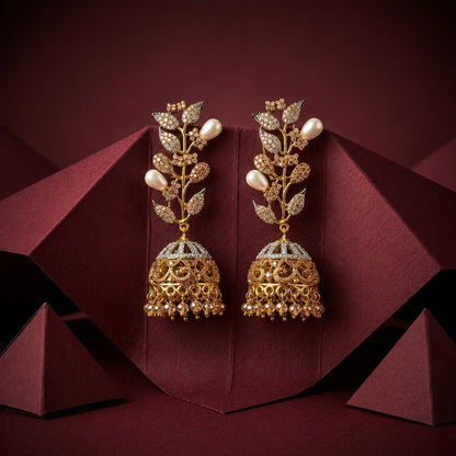 Pearl Bloom Jhumka Earrings