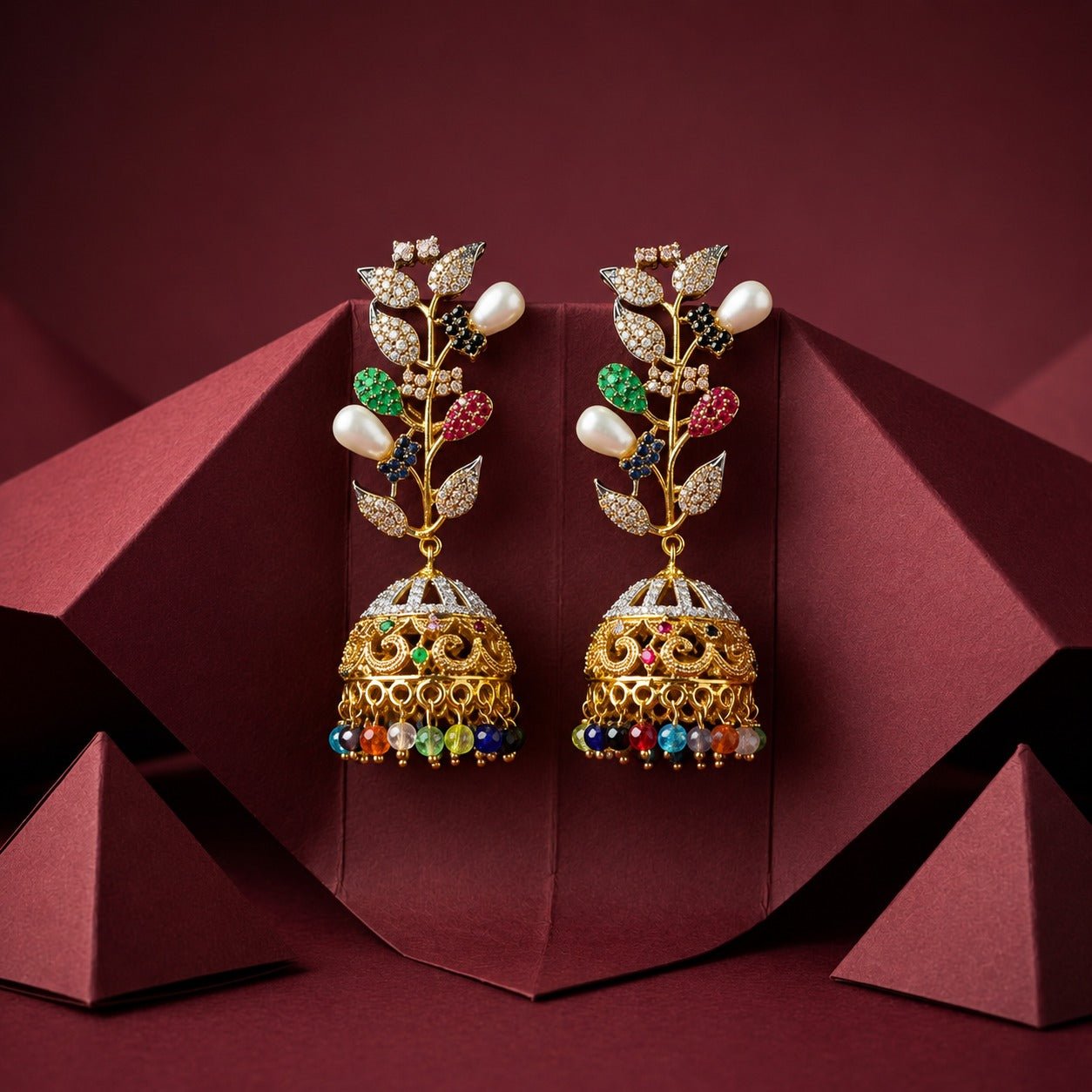 Pearl Bloom Jhumka Earrings