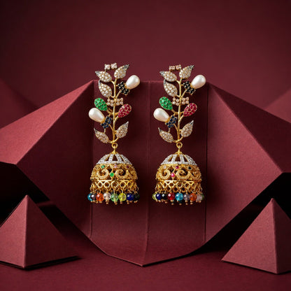 Pearl Bloom Jhumka Earrings