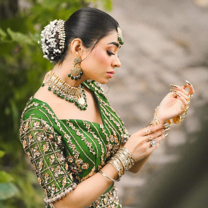Emerald Kundan Jewellery Set