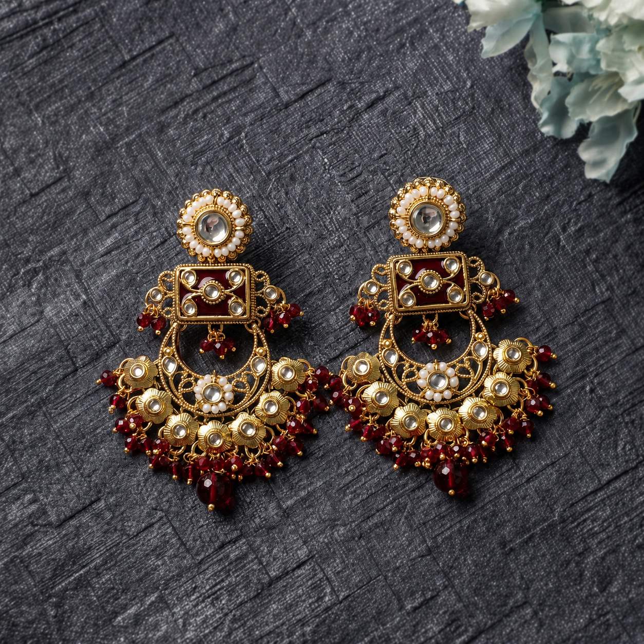 Kundan Chandbali Earrings