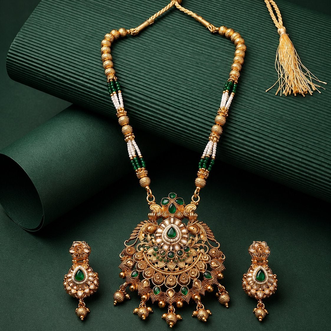 Shahi Emerald Pendant Set